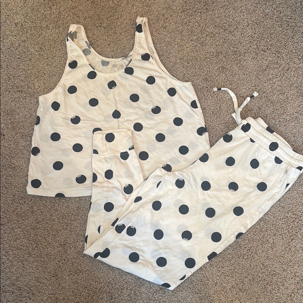 Worn Once UGG Cream and Black Polka Dot Organic Cotton Pajamas